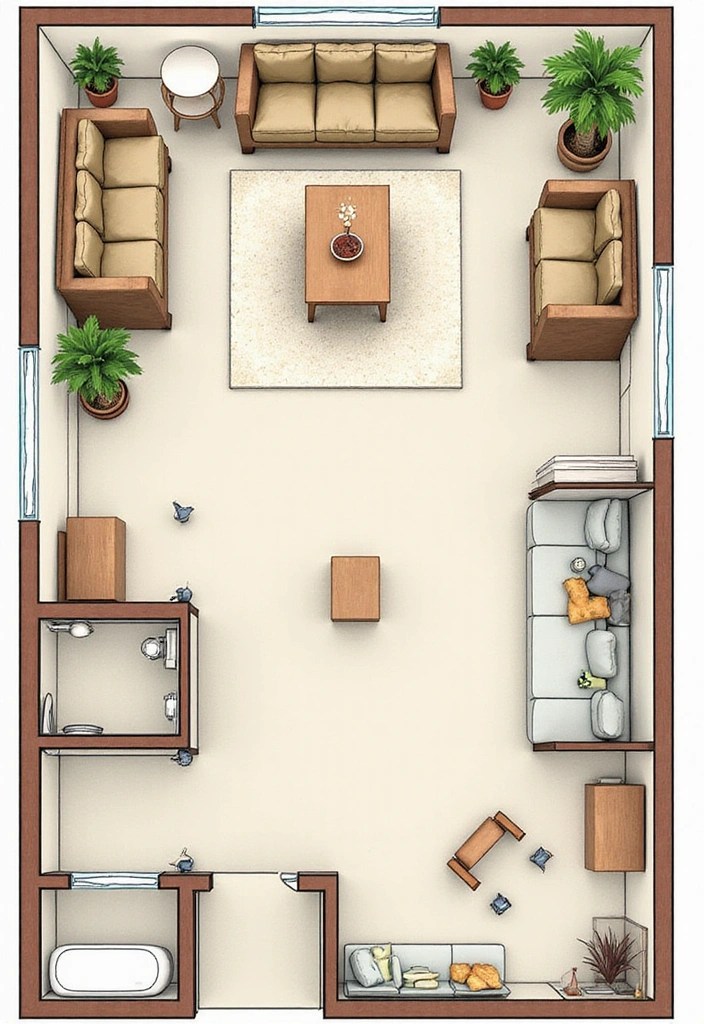 20 Cozy Living Room Ideas That'll Make You Never Want to Leave Home Again! - 18. Inviting Floor Plans