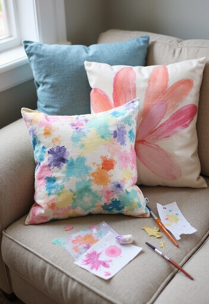 30 DIY Home Decor Projects That Are Shockingly Simple (Even Your Kids Can Do #12!) - 4. Colorful DIY Throw Pillows