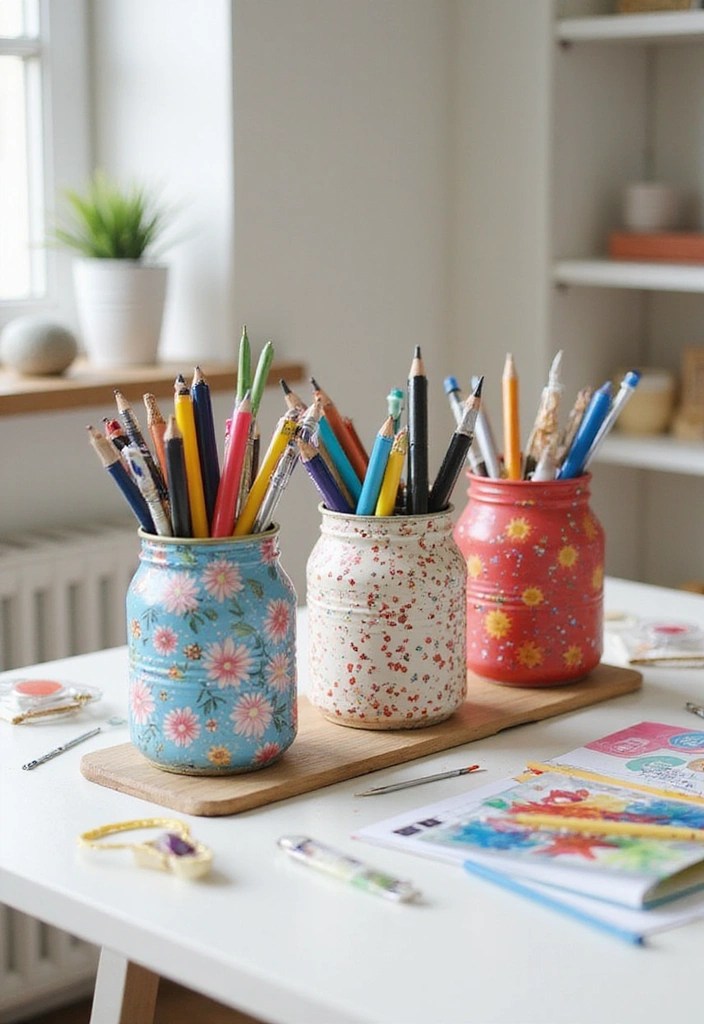 30 DIY Home Decor Projects That Are Shockingly Simple (Even Your Kids Can Do #12!) - 8. DIY Desk Organizer from Cans